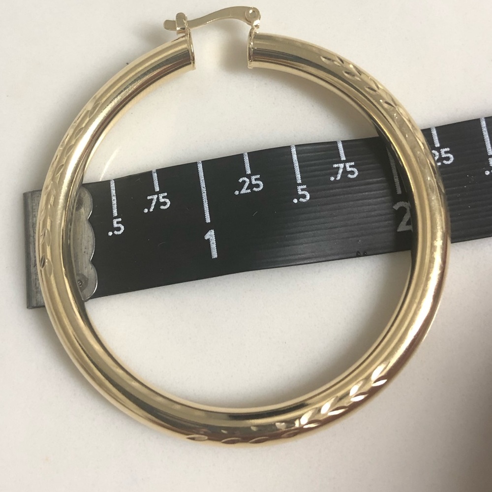 18k Gold Filled Large Hoop Earrings PRICE IS FIRM - Picture 5 of 6